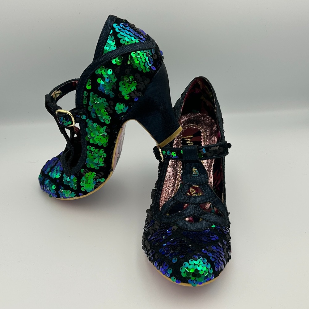 Irregular Choice Green Blue Sequin Party Heels Holiday Christmas Mermaid Oz -6.5 - Picture 5 of 16